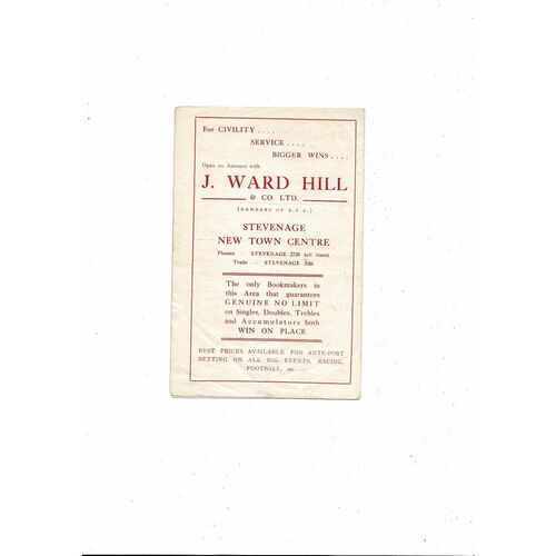 1964/65 Stevenage Town v Cambridge United Southern League Cup Programme