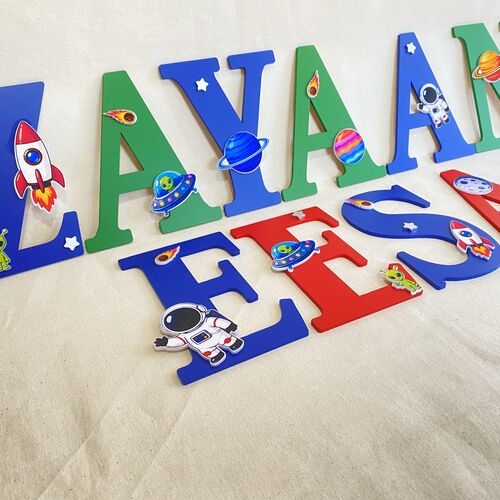 Personalised Space Theme Name Letters – Boys Bedroom Wall Decor