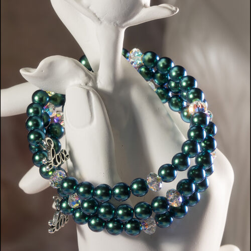 Peacock Blue & Crystal AB Bracelet
