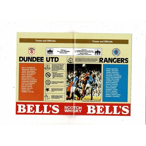 1986/87 Dundee United v Rangers Scottish League Cup Semi Final Football Programme
