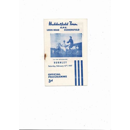 1956/57 Huddersfield Town v Burnley FA Cup Football Programme