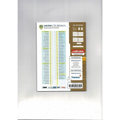 Leeds United v TSV 1860 Munich Champions League Football Programme 2000/01