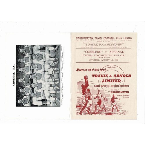 1957/58 Northampton Town v Arsenal FA Cup Football Programme