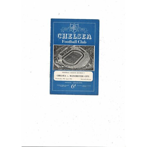 1952/53 Chelsea v Manchester City Football Programme