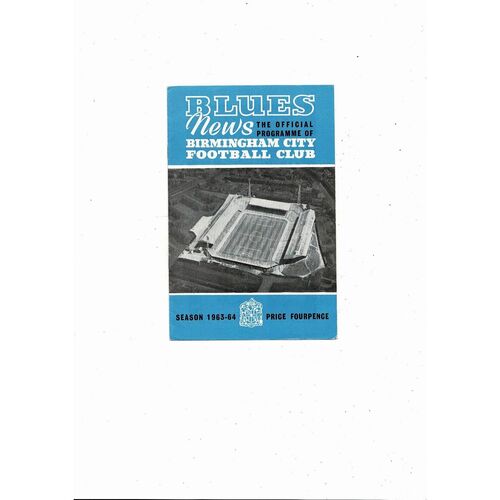 1963/64 Birmingham City v West Bromwich Albion Football Programme