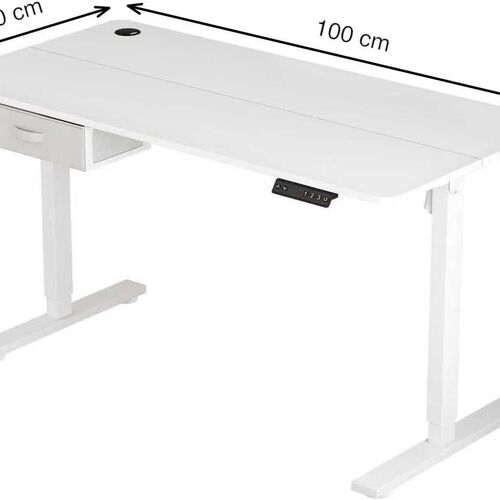 mcc direct Electric Standing Desk, Sit Stand Table, Height Adjustable Electric Standing Computer Desk with Desk Drawer for Home Office(100 X 60cm, White)-Easton