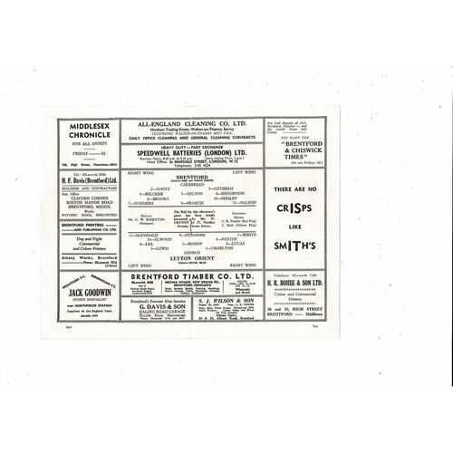 1961/62 Brentford v Leyton Orient FA Cup Football Programme