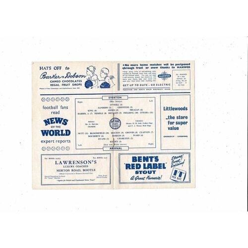 1958/59 Everton v Arsenal Football Programme