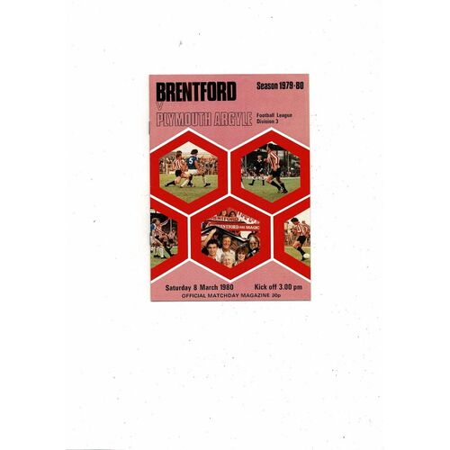 1979/80 Brentford v Plymouth Argyle Football Programme
