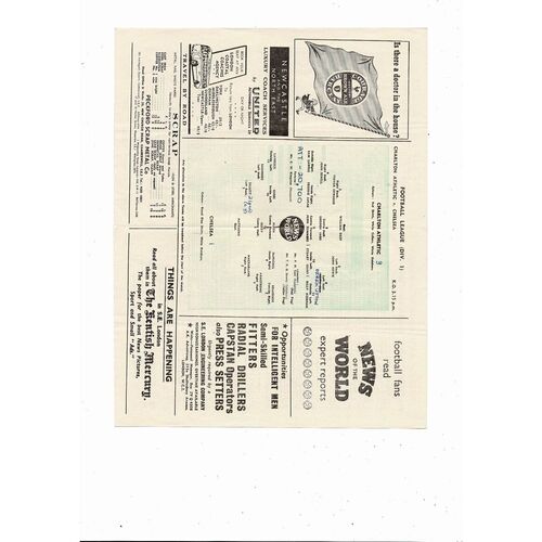 1956/57 Charlton Athletic v Chelsea Football Programme