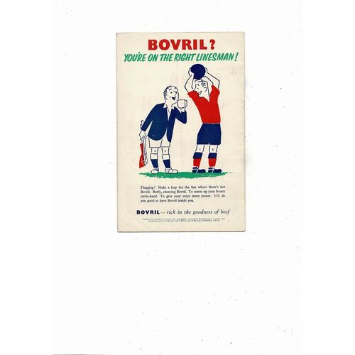 1954 England v Wales Football Programme
