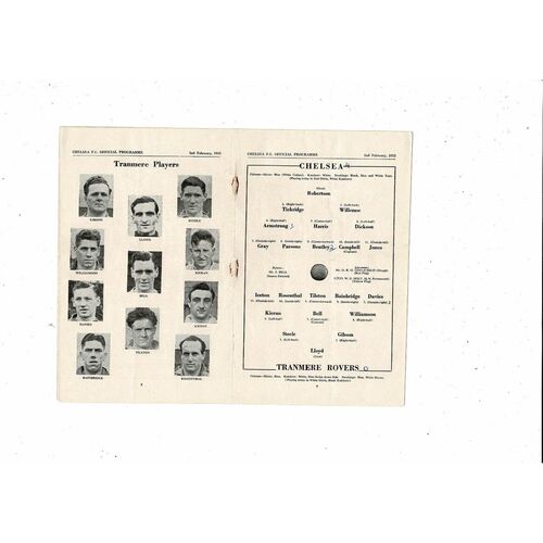 1951/52 Chelsea v Tranmere Rovers FA Cup Football Programme