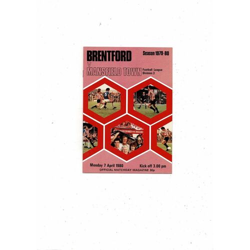 1979/80 Brentford v Mansfield Town Football Programme