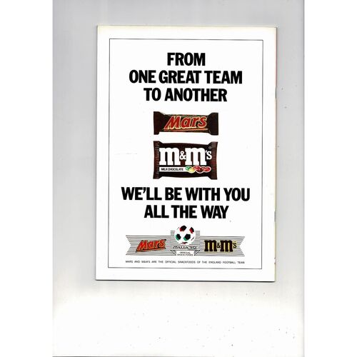 1989 England v Italy Football Programme