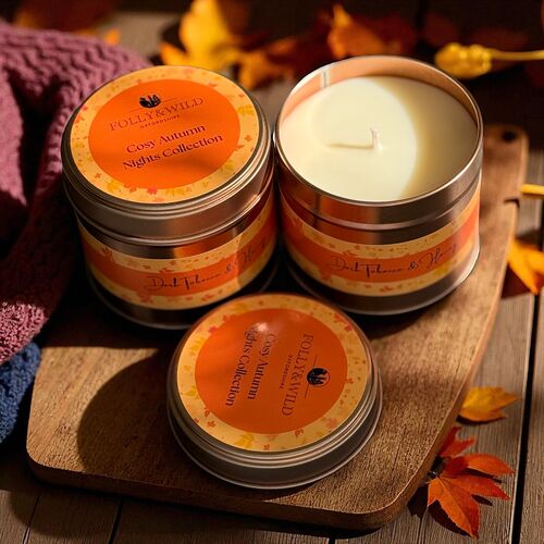 Cosy Autumn Nights Tinned Candle – Autumn Scented Candle