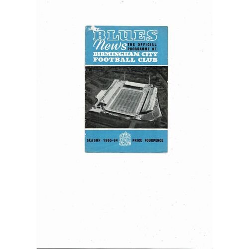 1963/64 Birmingham City v Fulham Football Programme