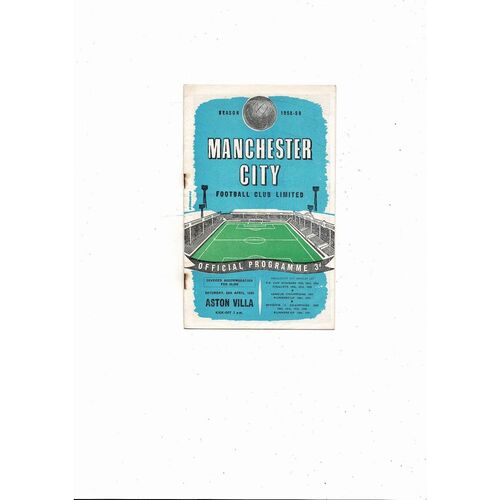 1958/59 Manchester City v Aston Villa Football Programme