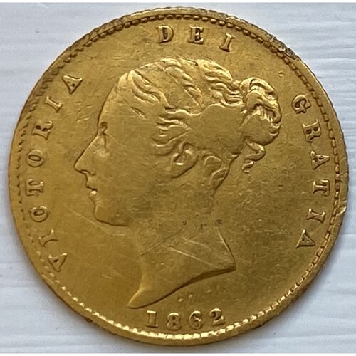 Excessively rare 1862 Queen Victoria gold half sovereign