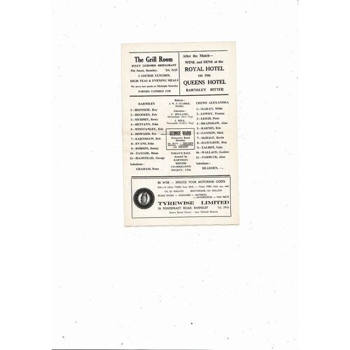 1967/68 Barnsley v Crewe Alexandra Football Programme