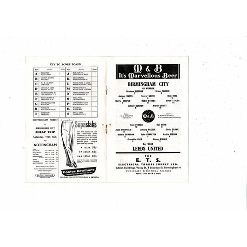 1959/60 Birmingham City v Leeds United Football Programme