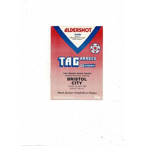 Aldershot v Bristol City Freight Rover Trophy Southern Area Final 1986/87