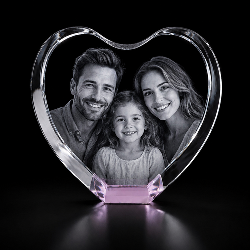 Personalised 3D Pink Crystal Heart – UK Exclusive