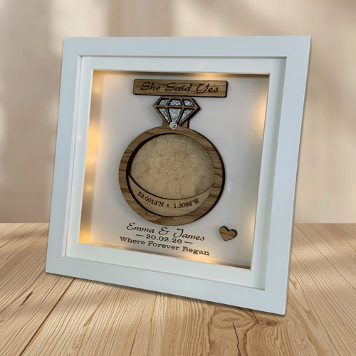 She Said Yes – Personalised Light Up Coordinates Frame