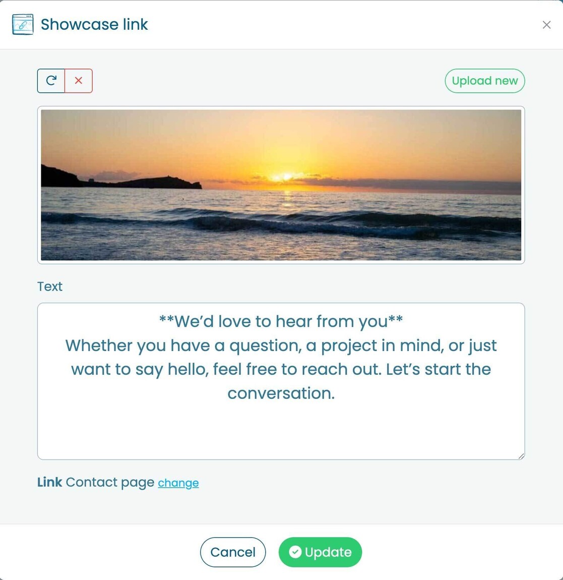New element: Showcase link