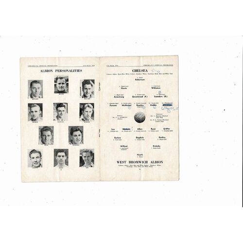 1953/54 Chelsea v West Bromwich Albion Football Programme