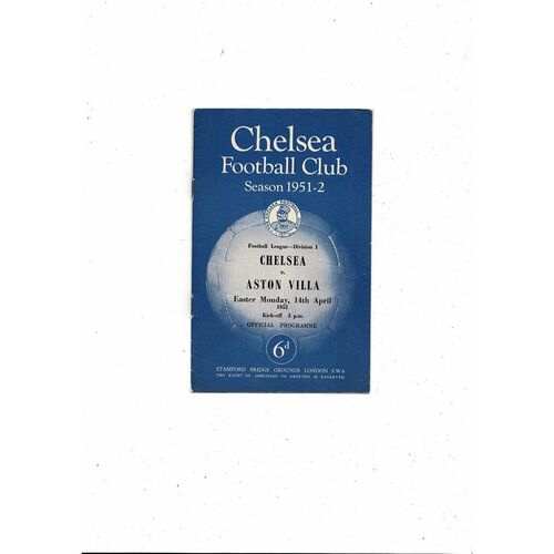 1951/52 Chelsea v Aston Villa Football Programme