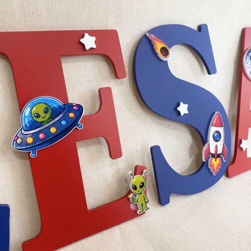 Personalised Space Theme Name Letters – Boys Bedroom Wall Decor
