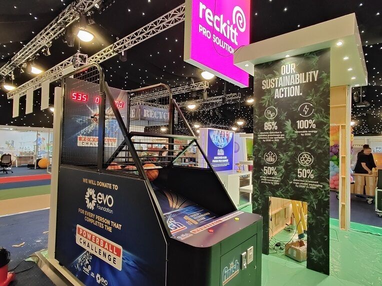 branded basketball arcade machine for exhibition stand