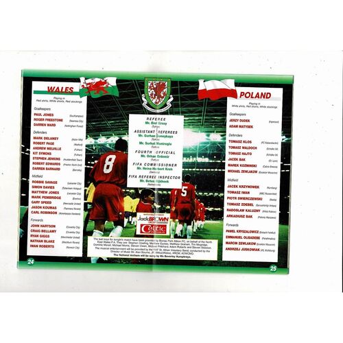 2001 Wales v Poland World Cup Football Programme