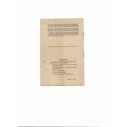 1950 England v The Rest Schools International Football Programme @ Swindon