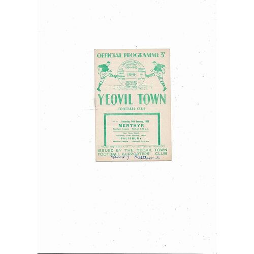1955/56 Yeovil Town v Merthyr Southern League Football Programme