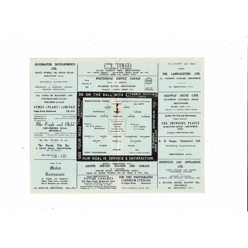 1966/67 Brentwood Town v Cray Wanderers Football Programme