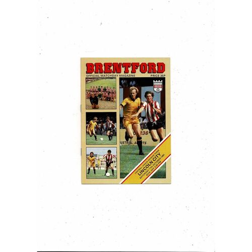 1981/82 Brentford v Lincoln Football Programme