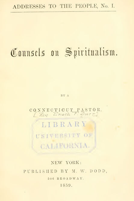 1859 | Counsels on Spiritualism