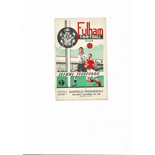 1950/51 Fulham v Sheffield Wednesday Football Programme
