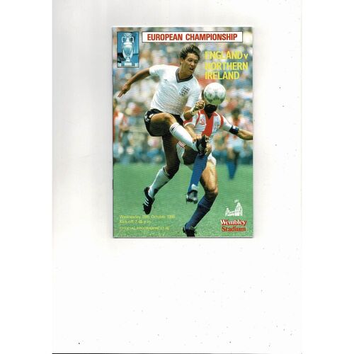 1986 England v Northern Ireland Football Programme