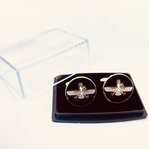 Cufflinks. Farvaher Design. Black with 2 Red Stones.