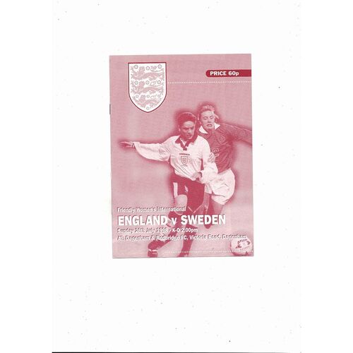 1998 England v Sweden Women's International Football Programme @ Dagenham