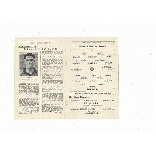 1950/51 Fulham v Huddersfield Town Football Programme