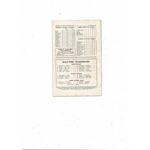 1952/53 Chelsea v Charlton Athletic Football Programme