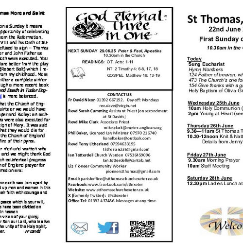 Pew Sheet | The Parish of St Thomas, Exeter