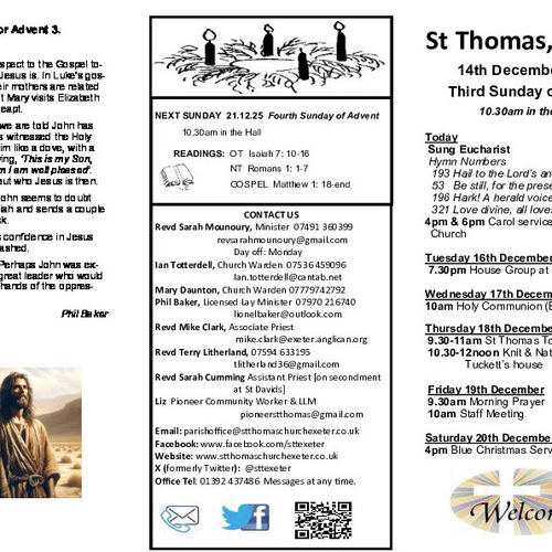 Pew Sheet | The Parish of St Thomas, Exeter
