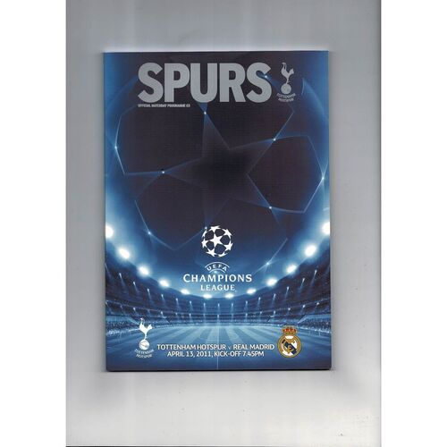 Tottenham Hotspur v Real Madrid Champions League Football Programme 2010/11