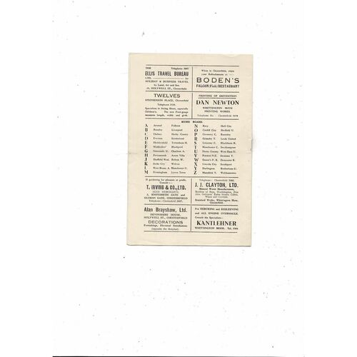 1950/51 Chesterfield v Brentford Football Programme