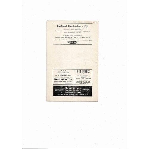 1959/60 Chesterfield v Tranmere Rovers Football Programme