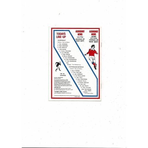 Aldershot v Tottenham Hotspur John Anderson Testimonial 1978/79